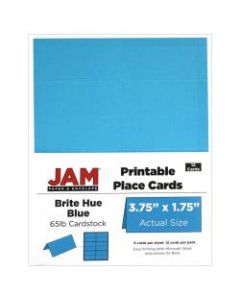 JAM Paper  Printable Place Cards, 3 3/4in x 1 3/4in, Blue, Pack Of 12