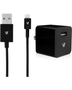 V7 12W USB Wall Charger with Lightning Cable - 120 V AC, 230 V AC Input - 5 V DC/2.40 A Output