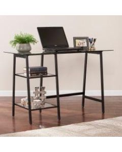 Southern Enterprises Avery Metal Glass Sawhorse A-Frame Writing Desk, Black