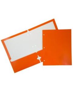 JAM Paper Glossy 3-Hole-Punched 2-Pocket Presentation Folders, Orange, Pack of 6