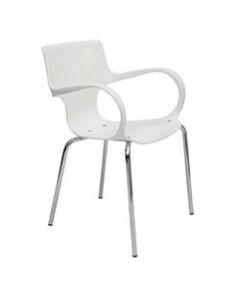 Alba Sofia Reception Chairs With Armrests, White/Chrome, Pack Of 4