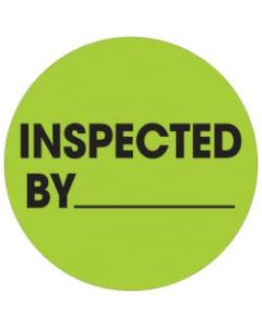 Tape Logic Preprinted Special Handling Labels, DL1265, Inspected By, Round, 1in, Fluorescent Green, Roll Of 500