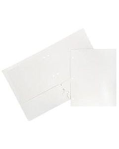 JAM Paper Glossy 3-Hole-Punched 2-Pocket Presentation Folders, White, Pack of 6