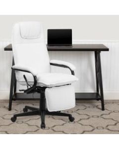 Flash Furniture Ergonomic Bonded LeatherSoft High-Back Reclining Swivel Chair, White/Black