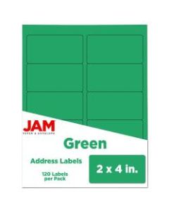JAM Paper Rectangular Mailing Address Labels, 302725774, 2in x 4in, Green, Pack Of 120