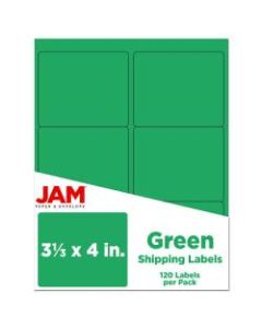 JAM Paper Mailing Address Labels, 3 1/3in x 4in, Green, Pack Of 120
