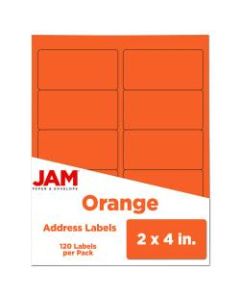 JAM Paper Rectangular Mailing Address Labels, 302725784, 2in x 4in, Orange, Pack Of 120