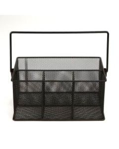 Mind Reader 4-Compartment Mesh Organizer Basket With Handle, 4 1/2inH x 9 1/2inW x 6 3/8inD, Black