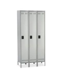 Safco Single-Tier Two-Tone 3-Column Locker With Legs, 78inH x 54inW x 12inD, Gray