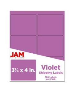 JAM Paper Mailing Address Labels, 3 1/3in x 4in, Purple, Pack Of 120