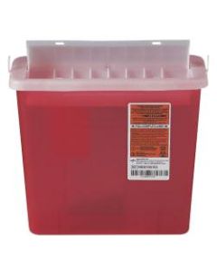 Medline Sharps Container For Patient Rooms, Rectangular, 5 Qt, Red
