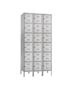 Safco Six-Tier Two-Tone 3-Column Locker With Legs, 78inH x 36inW x 18inD, Gray