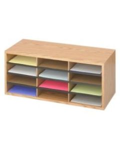 Safco Laminte Literature Organizer - 12 Compartment(s) - Compartment Size 2.50in x 9in x 11.75in - 12in Height x 29in Width x 12in Depth - Floor - Medium Oak - Particleboard, Fiberboard - 1Each