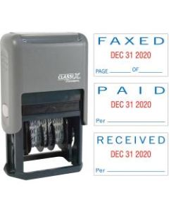 Xstamper Self-Inking Paid/Faxed/Received Dater - Message/Date Stamp - "PAID, FAXED, RECEIVED" - 0.93in Impression Width x 1.75in Impression Length - Blue, Red - Plastic - 1 Each