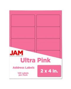 JAM Paper Rectangular Mailing Address Labels, 302725797, 2in x 4in, Pink, Pack Of 120