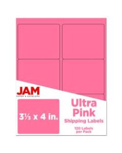 JAM Paper Mailing Address Labels, 3 1/3in x 4in, Pink, Pack Of 120