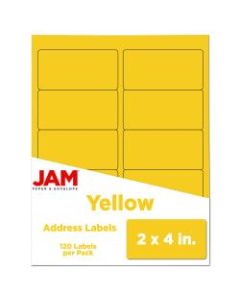 JAM Paper Rectangular Mailing Address Labels, 302724410, 2in x 4in, Yellow, Pack Of 120