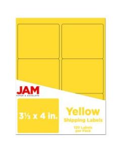 JAM Paper Mailing Address Labels, 3 1/3in x 4in, Yellow, Pack Of 120