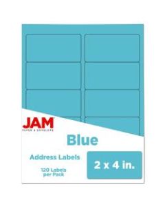 JAM Paper Rectangular Mailing Address Labels, 302725768, 2in x 4in, Blue, Pack Of 120
