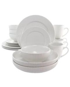 Elama Elle 18-Piece Porcelain Dinnerware Set, White