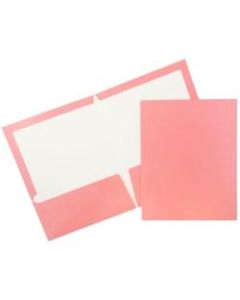 JAM Paper Glossy 2-Pocket Presentation Folders, Baby Pink, Pack of 6