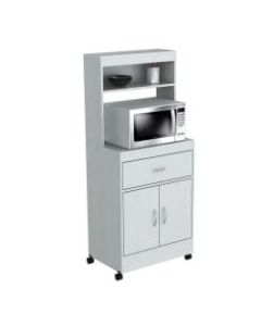 Inval Storage Cabinet With Microwave Stand, 2 Shelves, 54inH x 24inW x 16inD, Laricina White