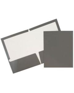 JAM Paper Glossy 2-Pocket Presentation Folders, Gray, Pack of 6