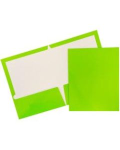 JAM Paper Glossy 2-Pocket Presentation Folders, Lime Green, Pack of 6