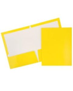 JAM Paper Glossy 2-Pocket Presentation Folders, Yellow, Pack of 6