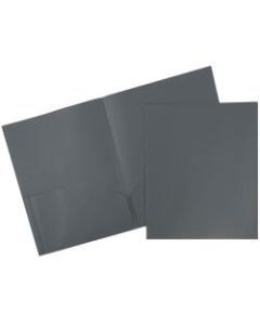JAM Paper Plastic 2-Pocket POP Folders with Metal Prongs Fastener Clasps, 9 1/2in x 11 1/2in, Gray, Pack Of 6