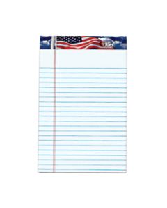 TOPS American Pride Writing Tablet, 5in x 8in, Jr. Size, Legal Rule, White, 50 Sheets Per Pad, Pack Of 12 Pads
