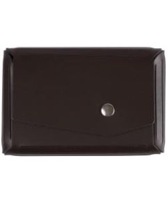 JAM Paper Leather Business Card Case, Angular Flap, 2 1/2in x 4in x 3/4in, Dark Brown