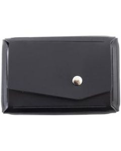 JAM Paper Leather Business Card Case, Angular Flap, 2 1/2in x 4in x 3/4in, Black