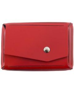 JAM Paper Leather Business Card Case, Angular Flap, 2 1/2in x 4in x 3/4in, Red