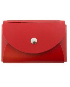 JAM Paper Leather Business Card Case, Round Flap, 2 1/2in x 4in x 3/4in, Red