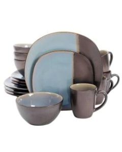 Gibson Volterra 16-Piece Soft Square Dinnerware Set, Teal