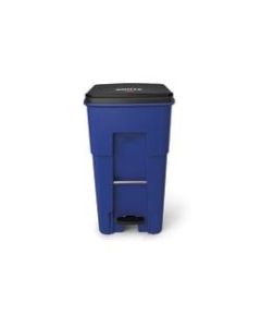 Rubbermaid Commercial BRUTE Rectangular Polyethylene Rollout Bin, Step-On, 65 Gallons, Blue