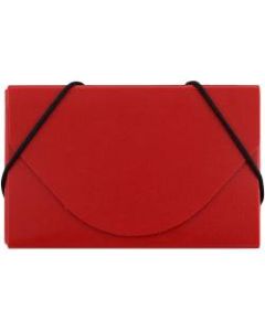 JAM Paper Plastic Business Card Case With Round Flap, 3 1/2in x 2 1/4in x 1/4in, Red