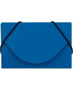 JAM Paper Plastic Business Card Case With Round Flap, 3 1/2in x 2 1/4in x 1/4in, Blue