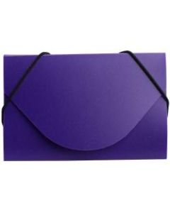 JAM Paper Plastic Business Card Case With Round Flap, 3 1/2in x 2 1/4in x 1/4in, Purple