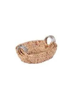 Honey-Can-Do Water Hyacinth Baskets, Oval, Natural/Brown, Pack Of 3
