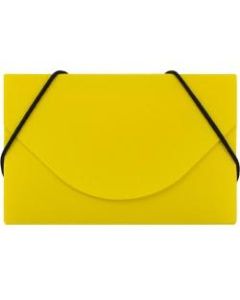 JAM Paper Plastic Business Card Case With Round Flap, 3 1/2in x 2 1/4in x 1/4in, Yellow