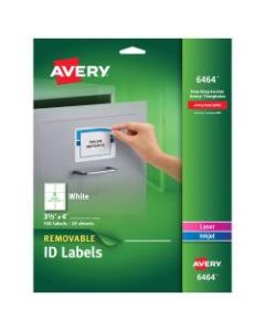 Avery Inkjet/Laser Labels, 6464, ID, 3 1/3in x 4in, Removable, White, Pack Of 150