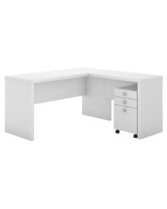 kathy ireland Office by Bush Business Furniture Echo L Shaped Desk With Mobile File Cabinet, Pure White, Standard Delivery