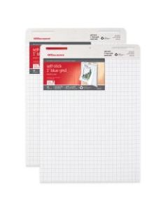 Office Depot Brand Bleed Resistant Self-Stick Easel Pads, 25in x 30in, 40 Sheets, 30% Recycled, White With 1in Grid Lines, Pack Of 2