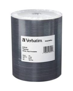 Verbatim DVD-R 4.7GB 16X DataLifePlus White Thermal Printable, Hub Printable - 100Pk Tape Wrap - Thermal Printable