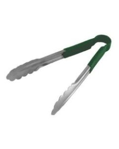Winco Stainless-Steel Tongs, 9in, Green