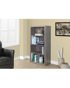 Monarch Specialties 3-Shelf Adjustable Bookcase, Dark Taupe