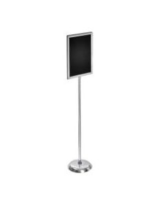 Azar Displays 2-Sided Slide-In Frame Sign Holder With Metal Pedestal Stand, 17in x 11in, Silver