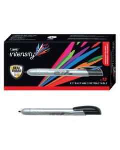 BIC Mark-it Retractable Permanent Markers - Fine Marker Point - Retractable - Black - 12 / Dozen
